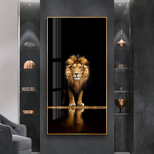 quadro che raffigura un leone della savana 