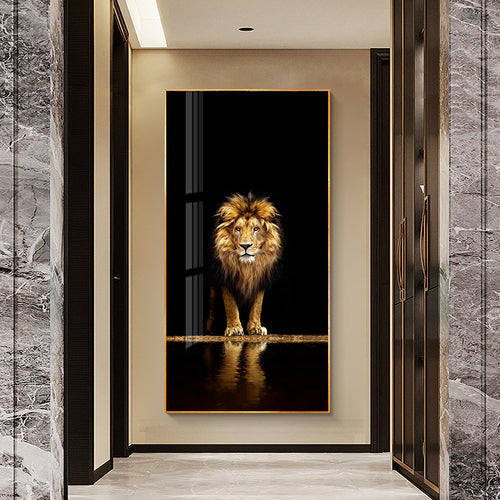 quadro che raffigura un leone della savana