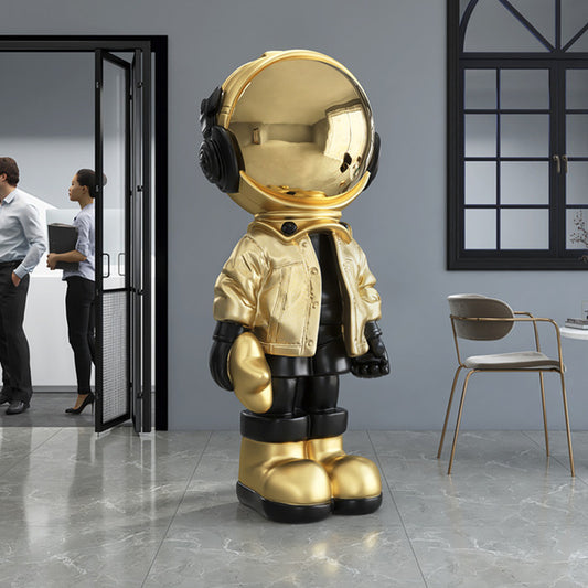 Scultura decorativa a forma di astronauta in resina bianca, perfetta per arredamento moderno