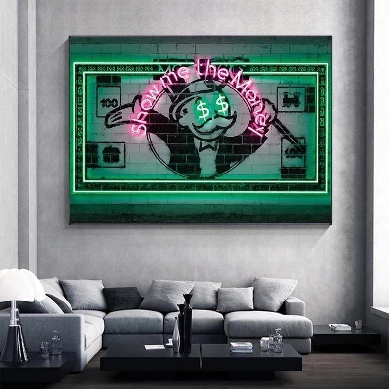 Stampe e quadri su tela moderni "Show Me the Money" Neon