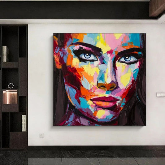 Quadro moderno con volto femminile dai colori vivaci